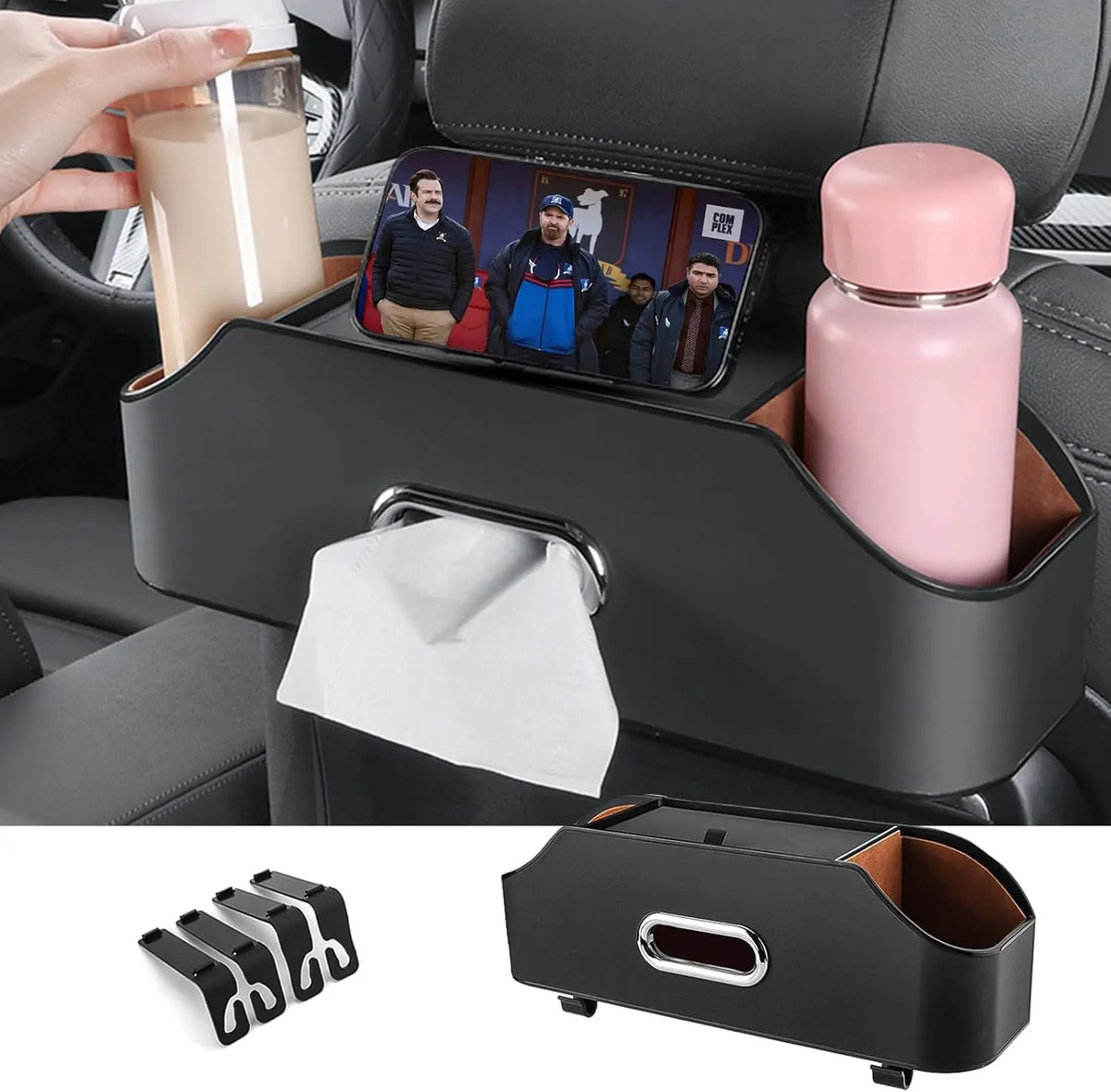 Multifunctional Car Back Seat Organizer for Travel Storage with Cup Holders