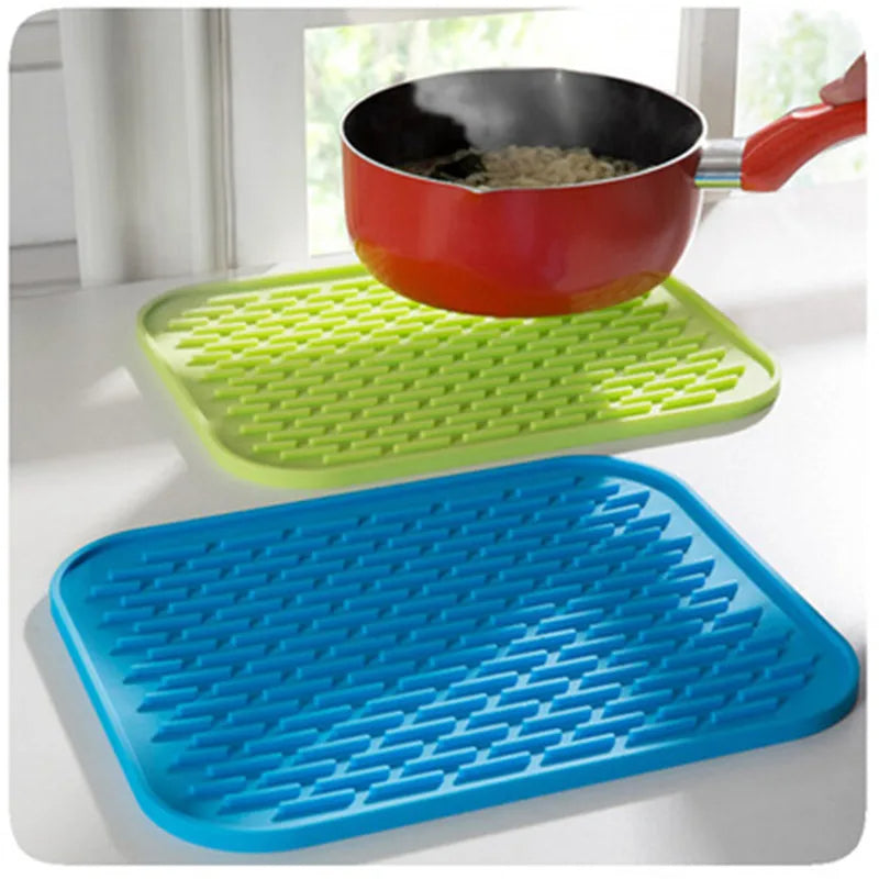 Rectangular Silicone Heat Insulation Pad Pot Holder (Blue)