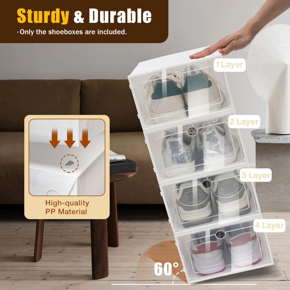 Transparent Foldable Shoe Organizer Bins 24PCS