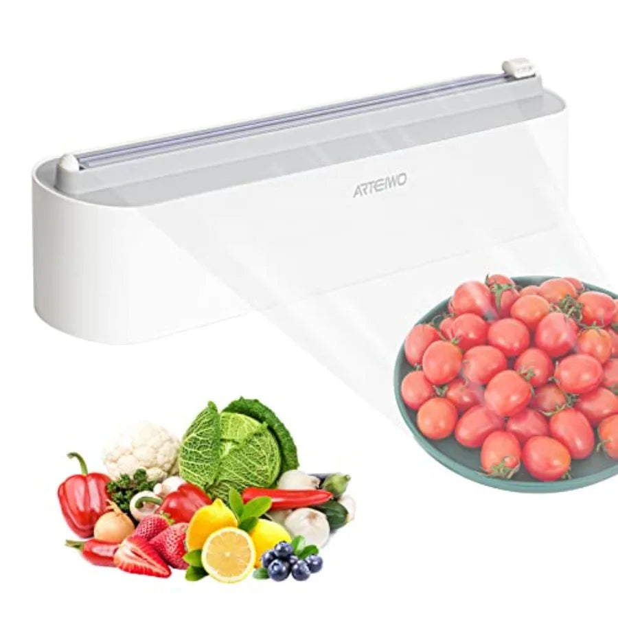 Magnetic Refillable Plastic Wrap Dispenser with Cutter