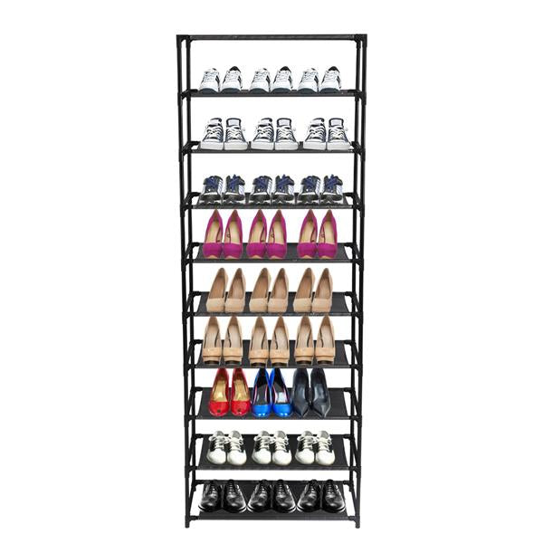 Stackable Shoe Rack 10-Tier Stainless Steel Frame