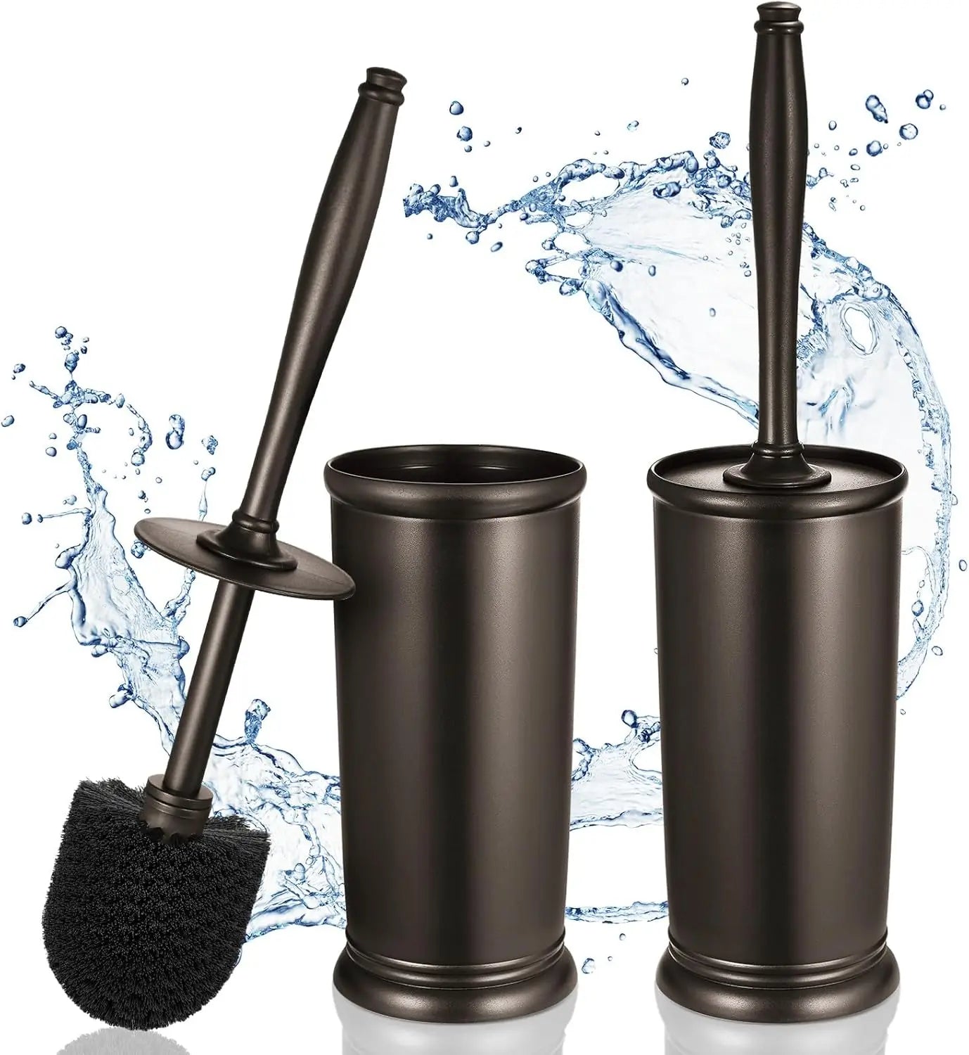 2-Pack Modern Toilet Brush Set with Holder