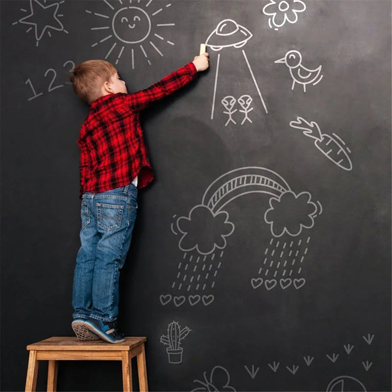 Chalkboard Wall Sticker Removable PVC Draw Mural Decor Art for Kids Rooms (Black)