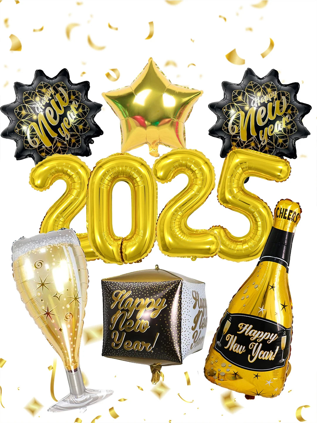 Happy New Year Foil Balloons 10 Pieces for New Year Decorations