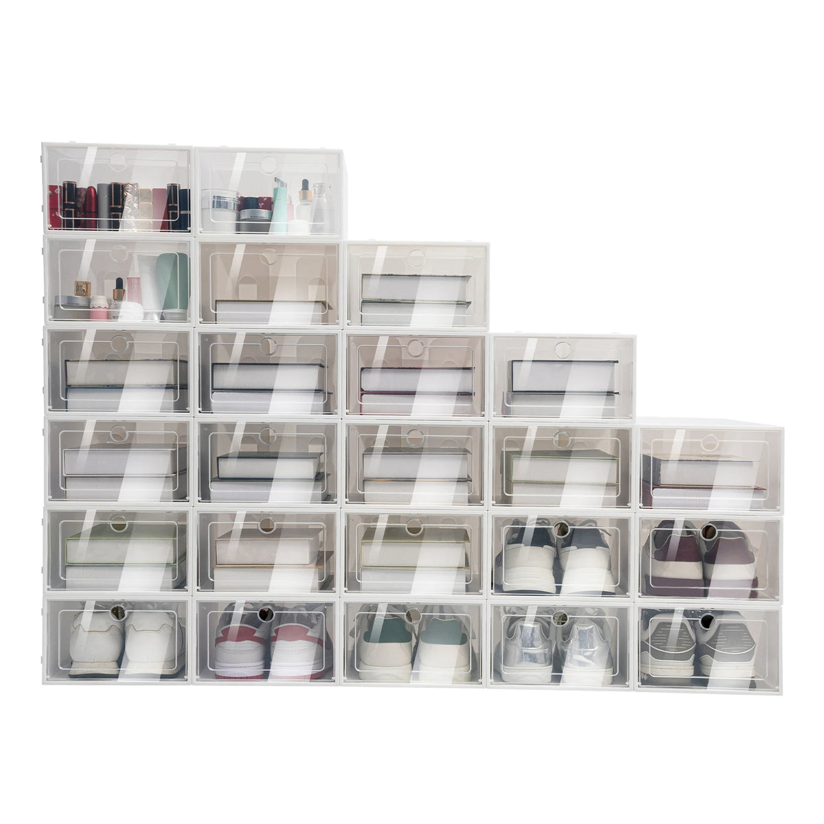 Transparent Foldable Shoe Organizer Bins 24PCS