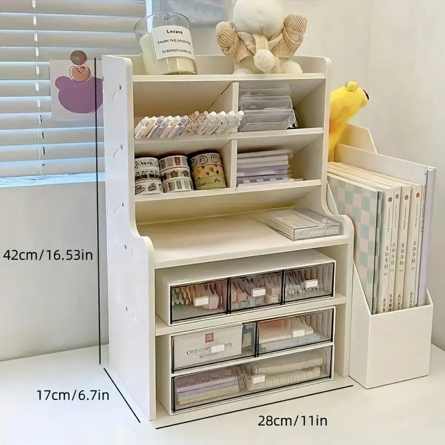 Desktop Storage Organizer with Multiple Compartments – Large-Capacity Desk Caddy for Office Supplies, Cosmetics, Stationery &amp; Home Organization