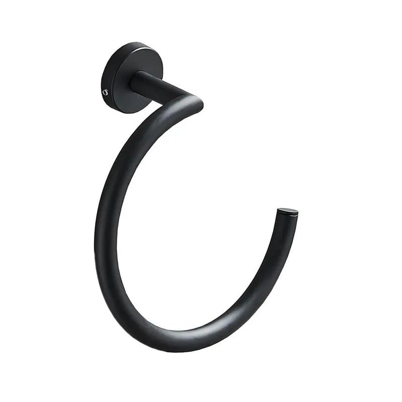 Modern Open Towel Ring Wall Mounted Stainless Steel Hand Towel Holder (Black)