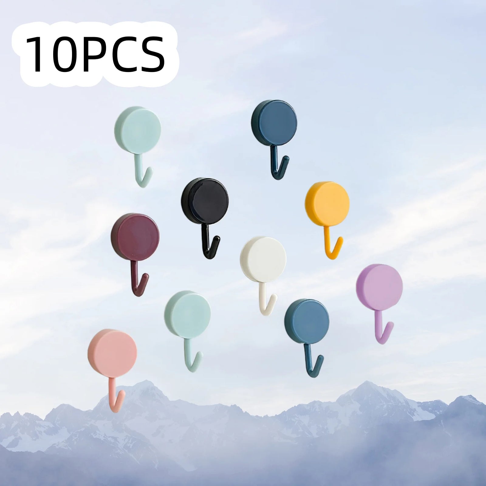 Mini Adhesive Hooks Mixed Color Multi-Purpose Hangers 10-Pack (Random Color)