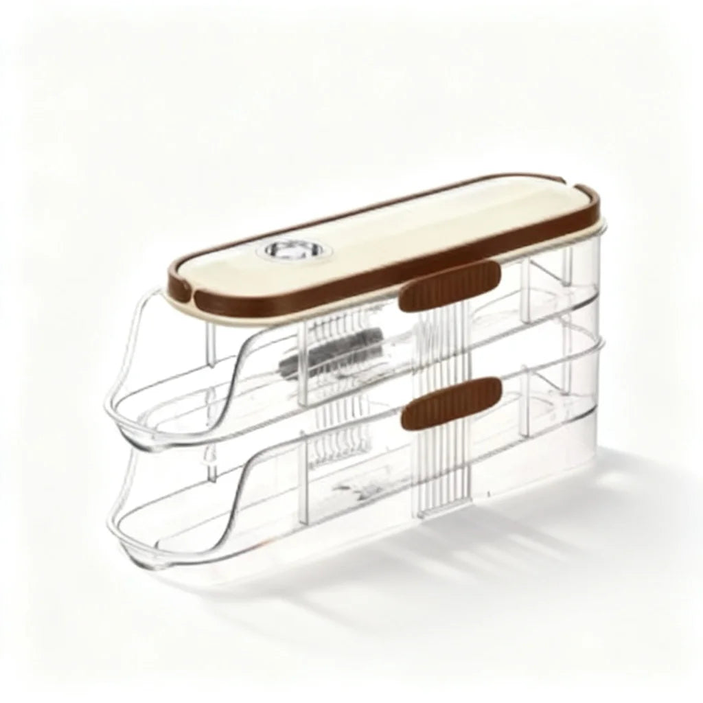 2-Tier Stackable Egg Storage Box with Date Marker – Clear Refrigerator Organizer for Fresh Egg Storage and Space-Saving Kitchen Organization