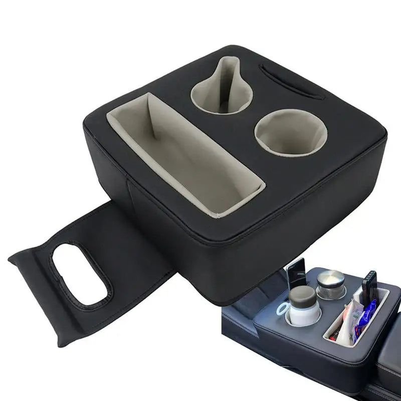 Auto Backseat Storage Box with Cup Holders and Armrest