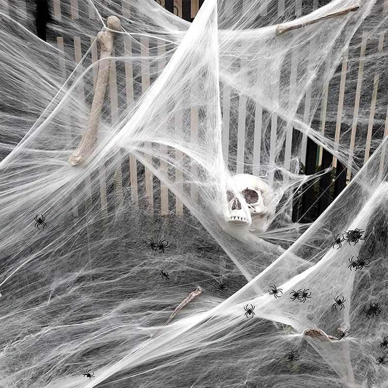 Stretchy Spider Web 20g for Haunted House Halloween Decorations (White)