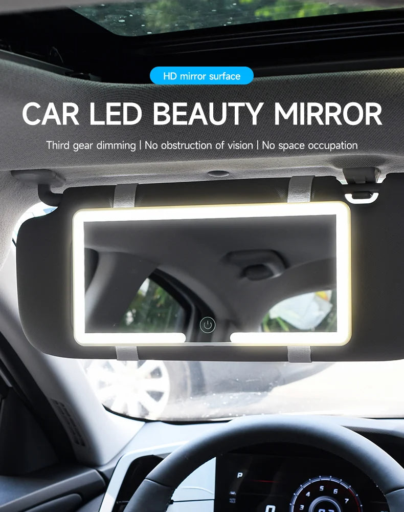 Sun Visor Vanity Mirror Car LED Dimmable Interior Mirror (White)