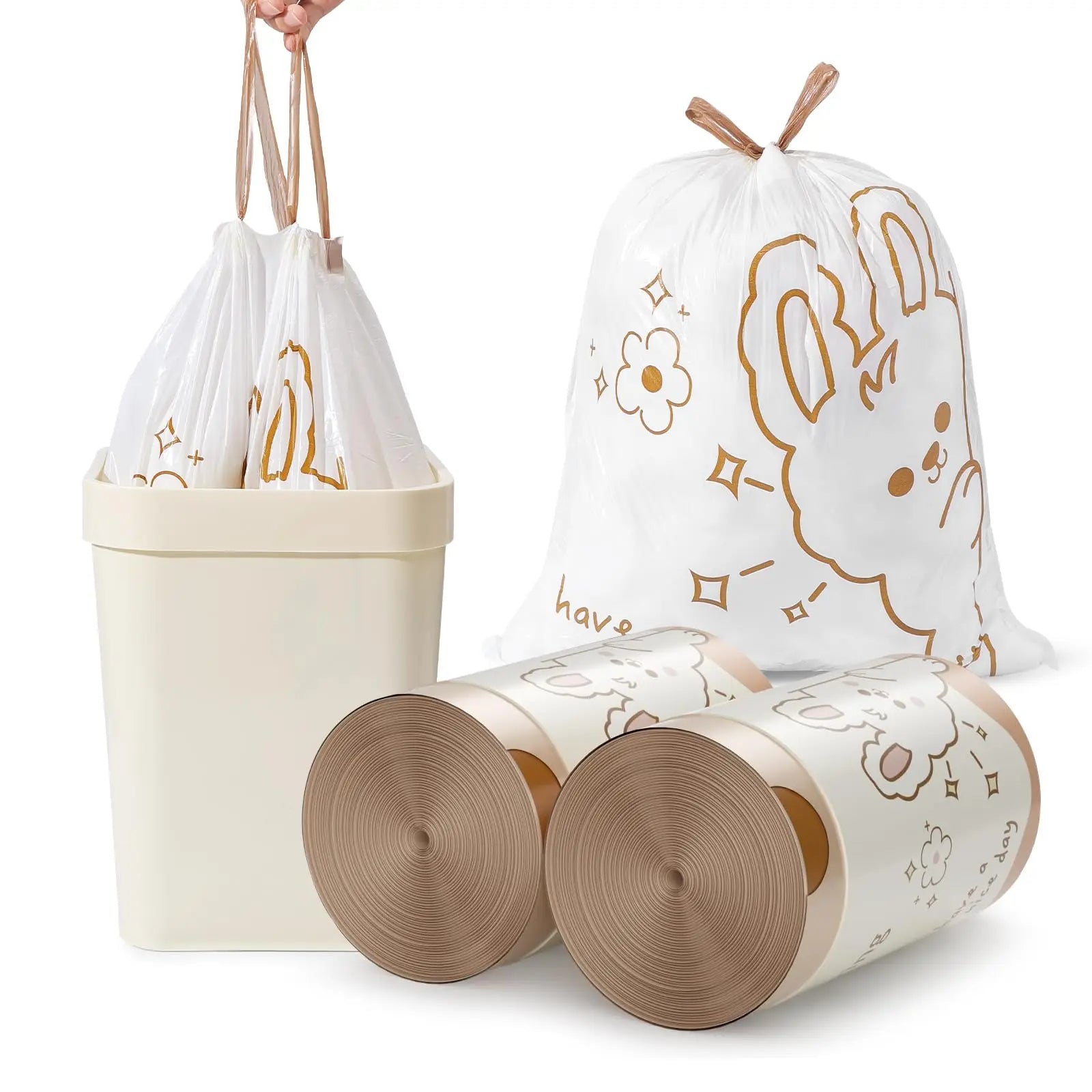 Kitchen Garbage Bag 13 Gallon Drawstring Tear Free Storage