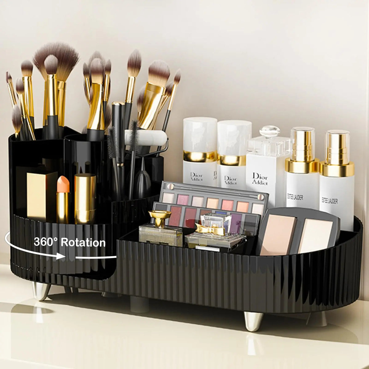 Cosmetic Carousel Rotating Makeup &amp; Skincare Organizer (Black)