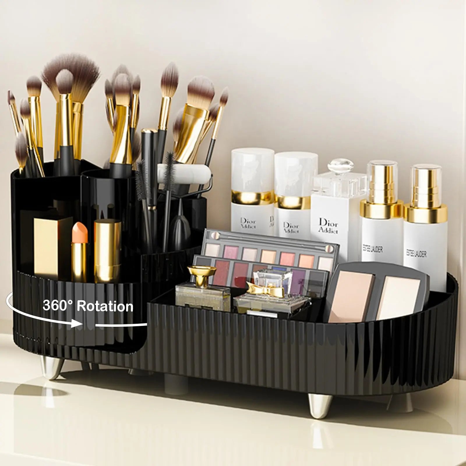 Cosmetic Carousel Rotating Makeup & Skincare Organizer (Black)