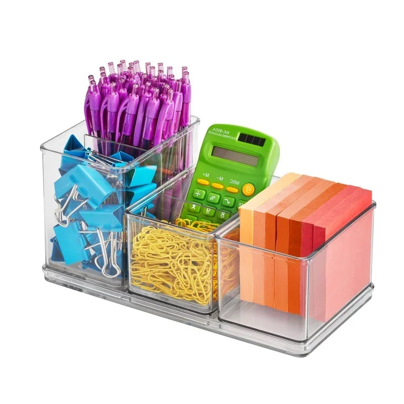 4-Piece Clear Plastic Desktop Organizer Set
