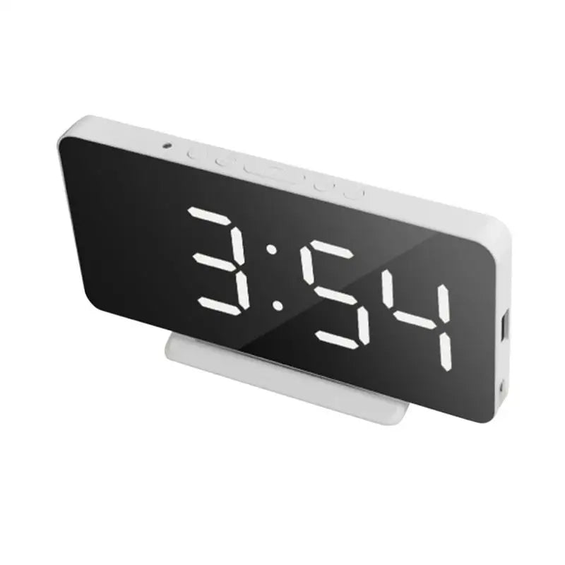 Multifunctional Car LED Mirror Clock Digital Display (White)