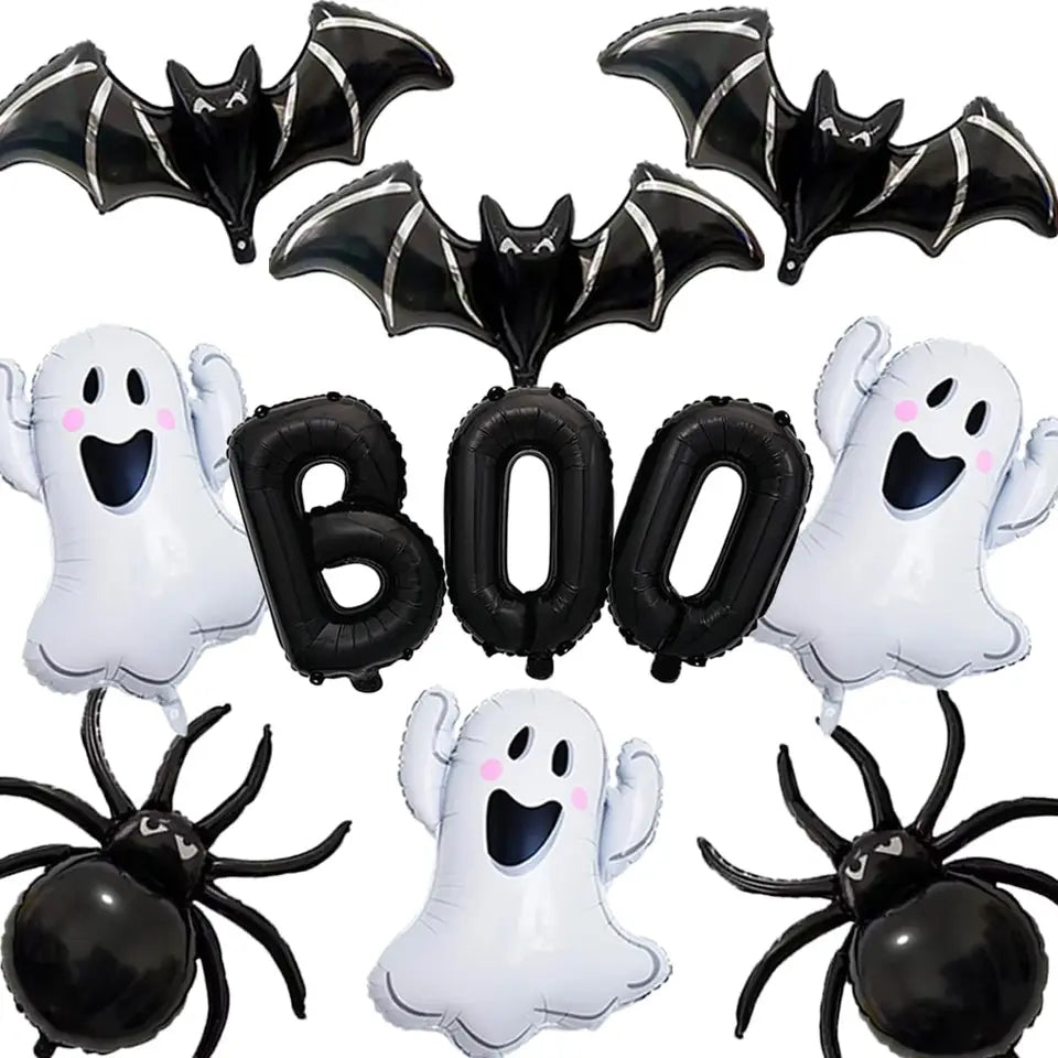 Halloween BOO Foil Balloon Set – Black Halloween Party Decorations