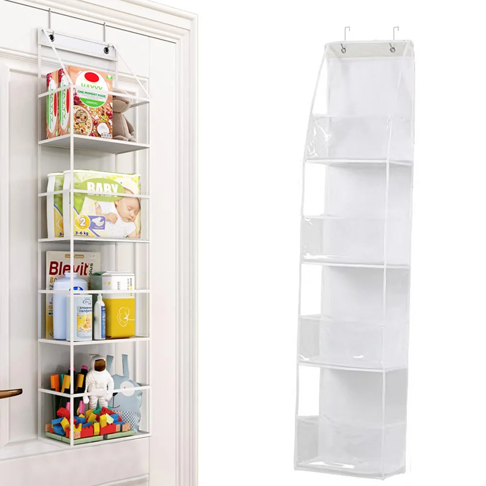 Multi-Layer Hanging Storage Bag 4 Layer for Behind Door Organizer (White)