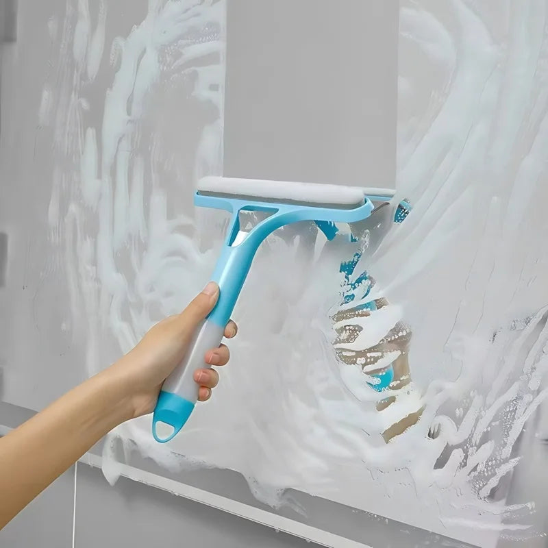 Handheld Blue Glass Wiper No-Streak Window Squeegee for Bathroom Mirrors