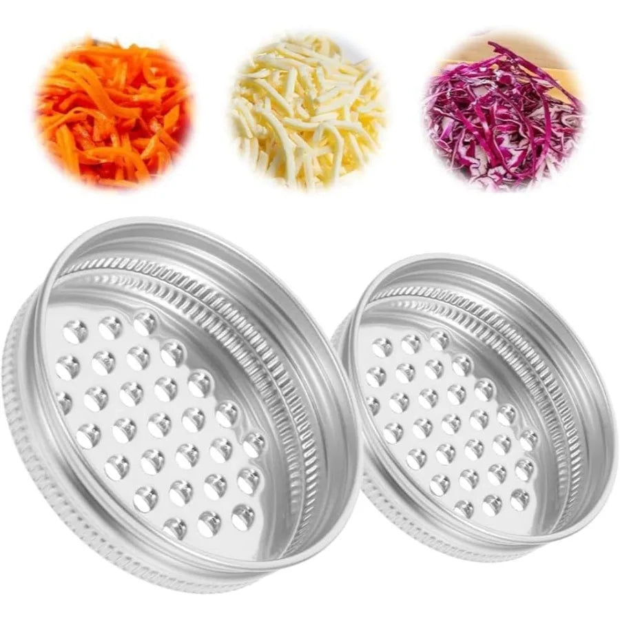 Stainless Steel Reusable Shaker Lid 2 Pcs Mason Jar Grater Lid: Multi-Purpose Cheese Grater