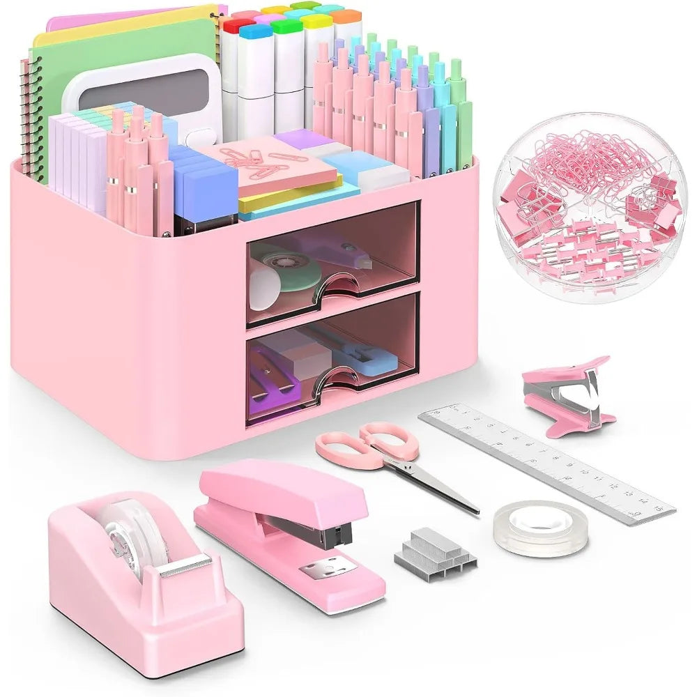 Pink Desk Organizer Accessories Bundle (10 Piece)