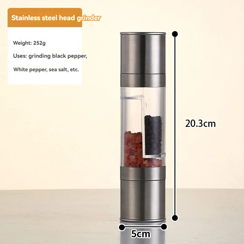 2 in 1 Manual Stainless Steel Salt Pepper Mills (Silver)