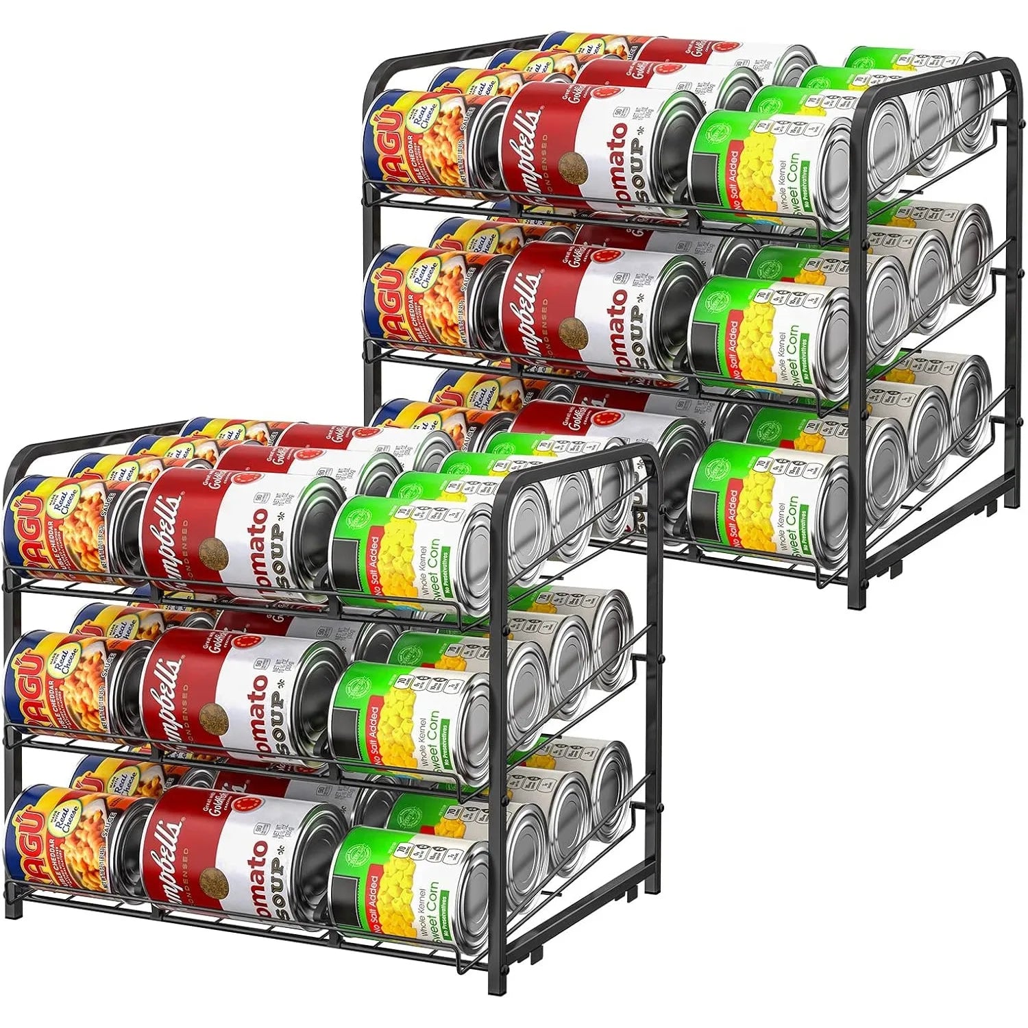 2-Pack Tiered Can Storage Rack – 36-Can Capacity Beverage (Black)