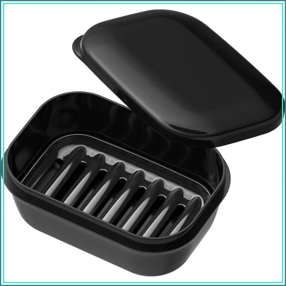 Leakproof Soap Dish with Lid – Portable Travel Soap Holder with Draining Tray for Camping, Gym &amp; Bathroom