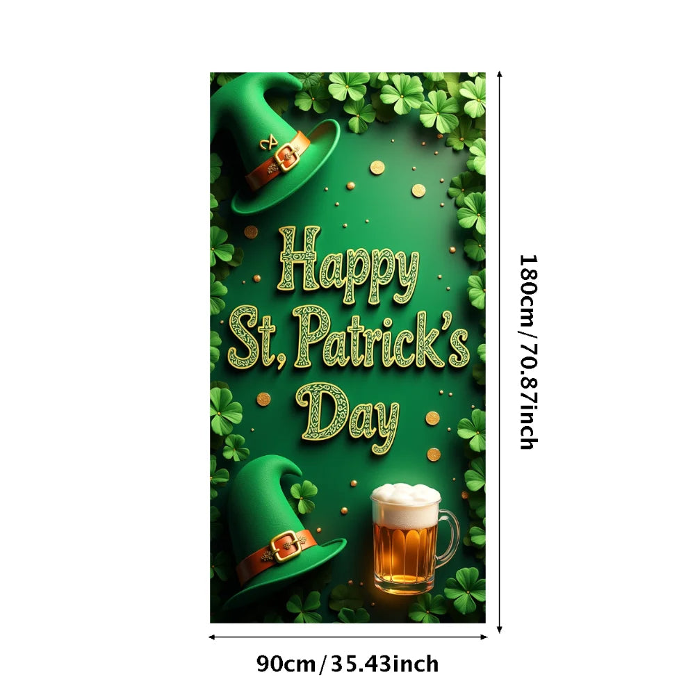 St. Patrick's Day Banner with Beer Mug and Clover Backdrop for Party Supplies