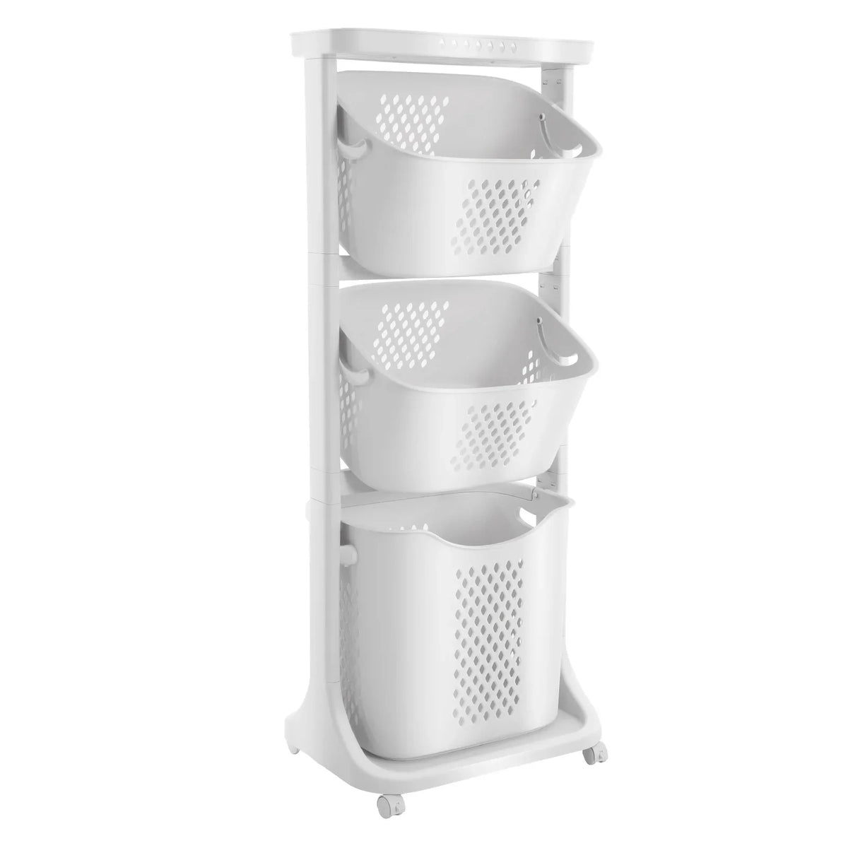 Rolling Laundry Sorter Organizer with 3 Shelves for Easy Storage