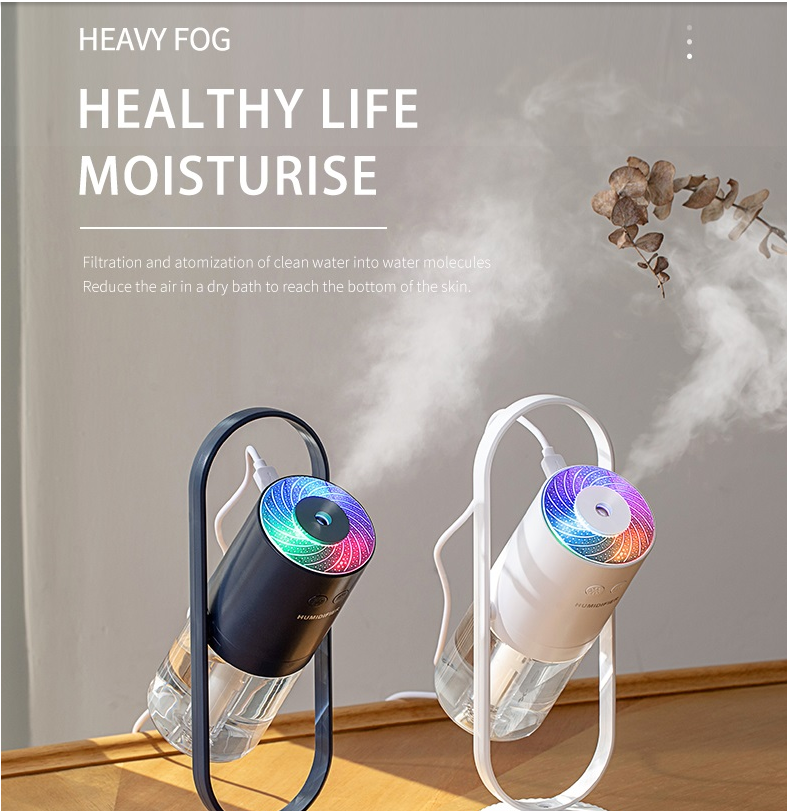 Portable Mini Mist Maker USB Air Humidifier with Star Projector Night Light (Dark Blue)