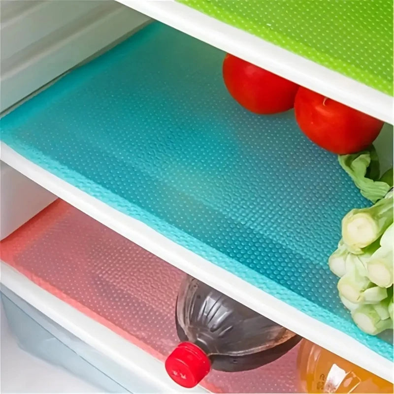 Refrigerator Liner Mat 4PCS EVA Waterproof Washable Kitchen Pad (White)