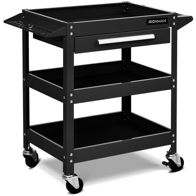 Workshop Tool Cart 3 Tier with Drawer and Side Tool Slots