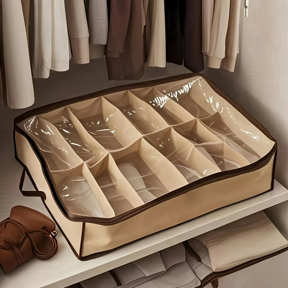 12-Pack Contemporary Plastic Shoe Storage Box Organizer