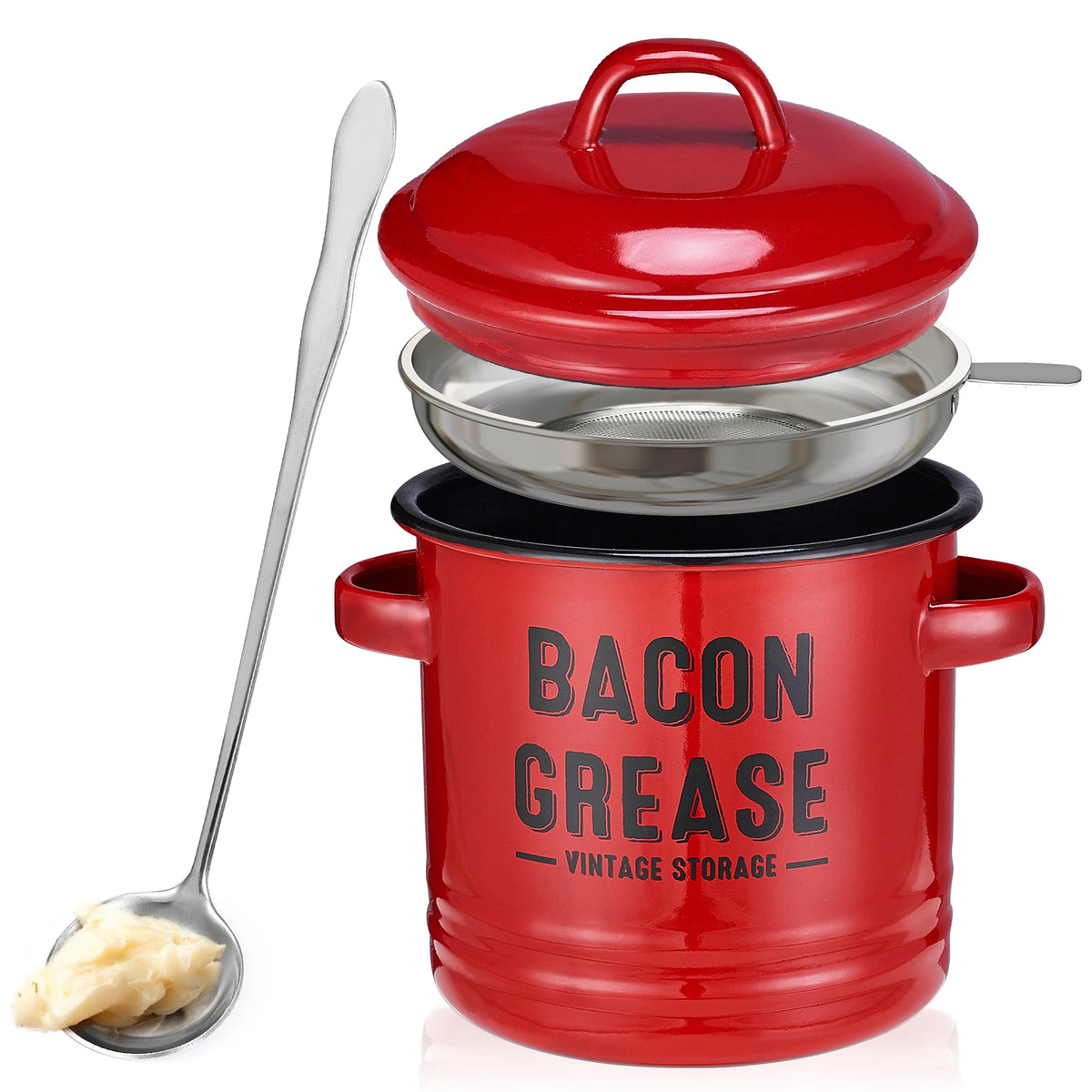 Bacon Grease Container with Fine Mesh Strainer 46oz
