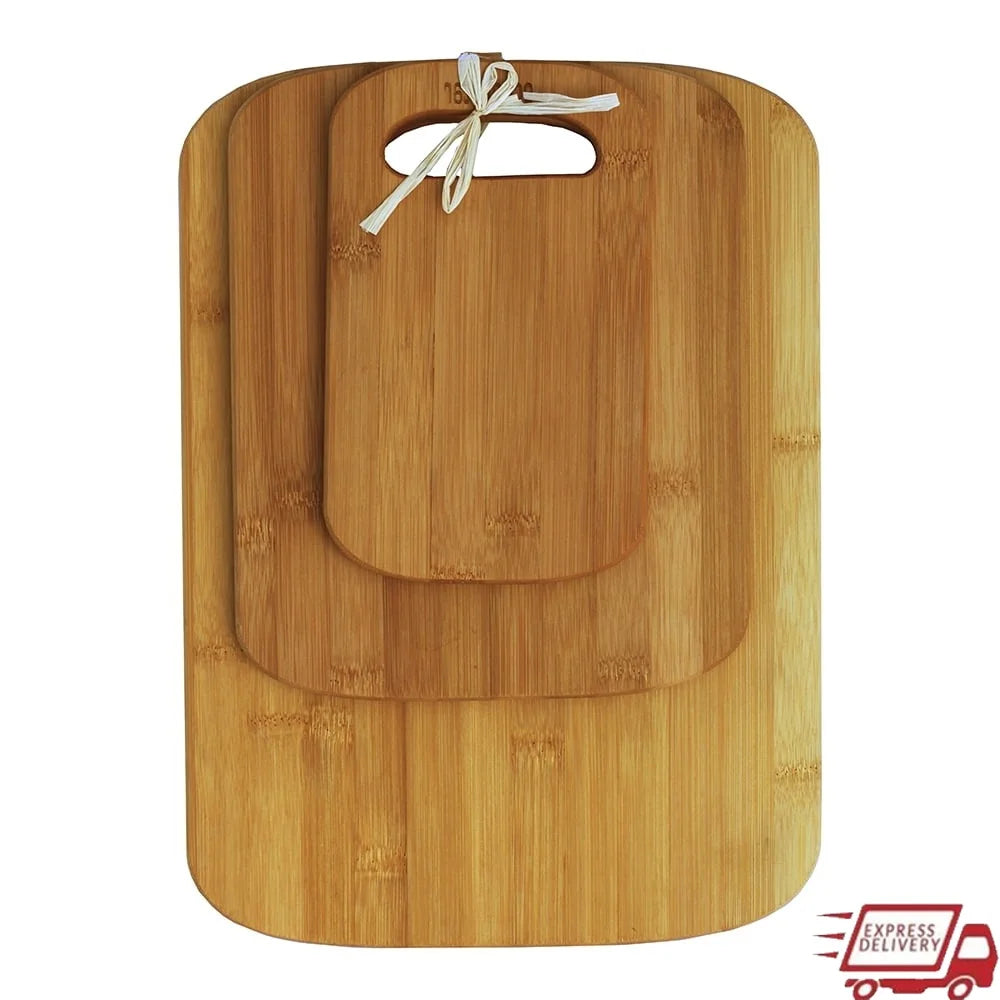 Versatile 3-Pack Bamboo Cutting Board Set Wood Boards for Kitchen Food Prep