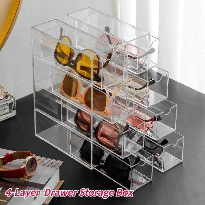 4-Tier Plastic Drawer Organizer with Dustproof Cover