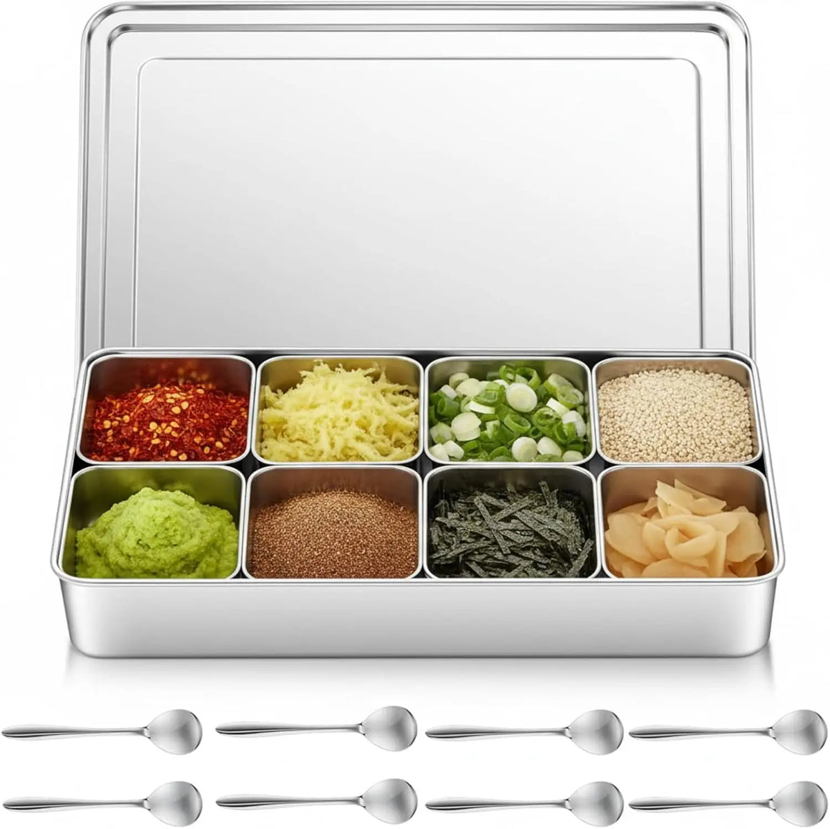 Authentic Japanese Stainless Steel Yakumi Tins (8-Grid)