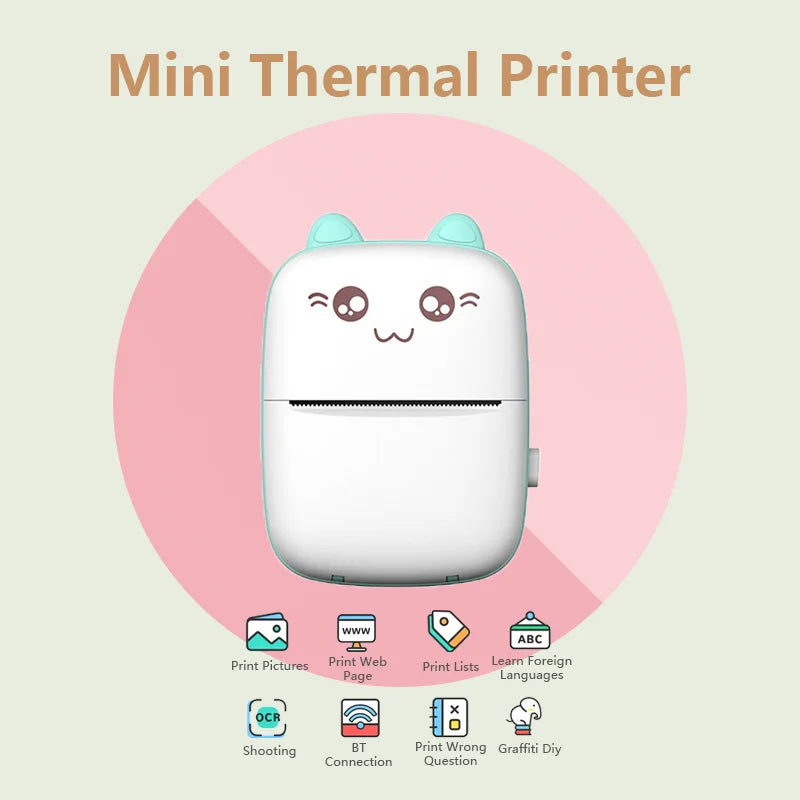 C9 Mini Colorful Thermal Printer Wireless C9 Mini Printer with USB Cable (Blue)