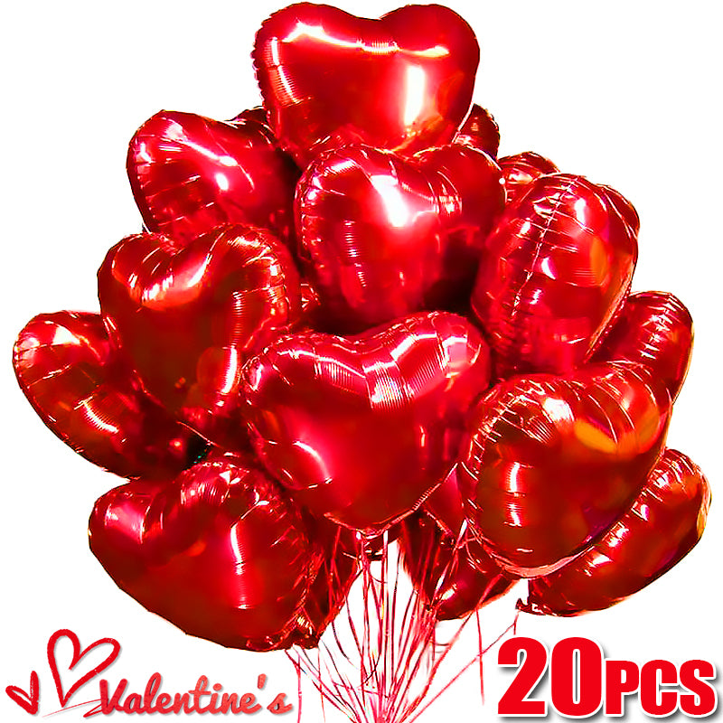 18 Inch Red Love Heart Aluminum Balloons 20 Pieces