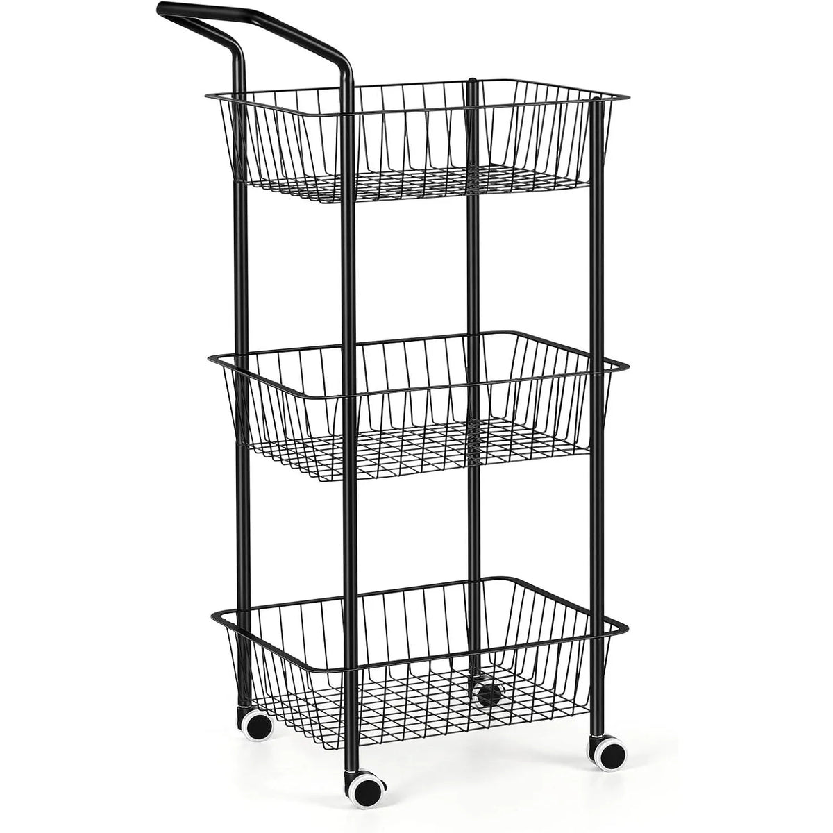 Metal 3-Tier Rolling Kitchen Cart (Black)