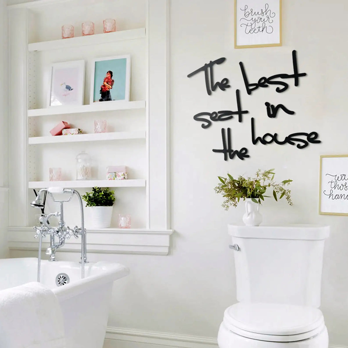 Bathroom Wall Decor Set &quot;The Best Seat in the House&quot; Minimalist Art