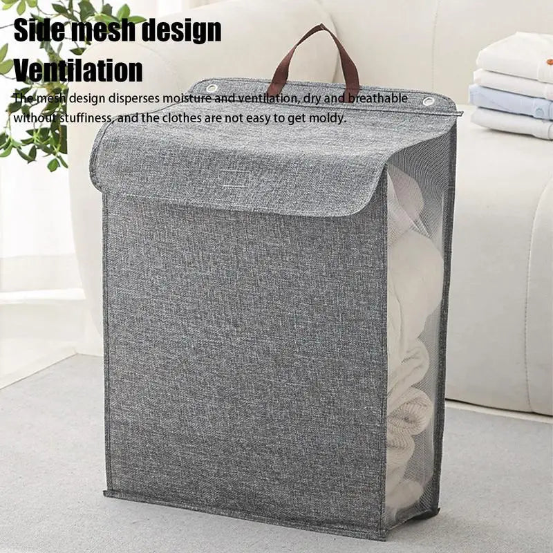 Foldable Wall-Mounted Laundry Basket with Breathable Fabric (Cream)