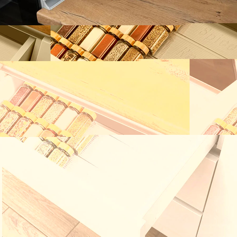 Expandable 4-Tier Acrylic Spice Drawer Organizer