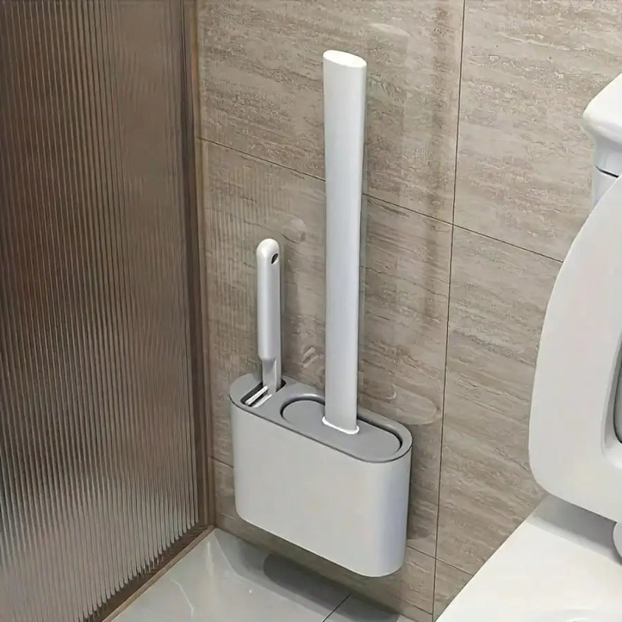 3-Piece Silicone Toilet Brush Set Wall-Mounted Holder