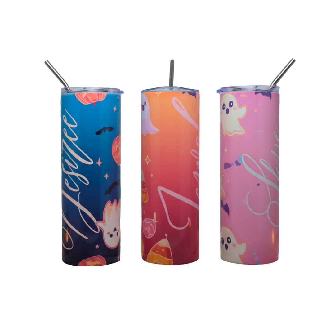 Custom Halloween Tumbler with Name | Personalized Insulated Stainless Steel Cup Straw | 20-Ounce | Personalized Gifts for Friends and Family