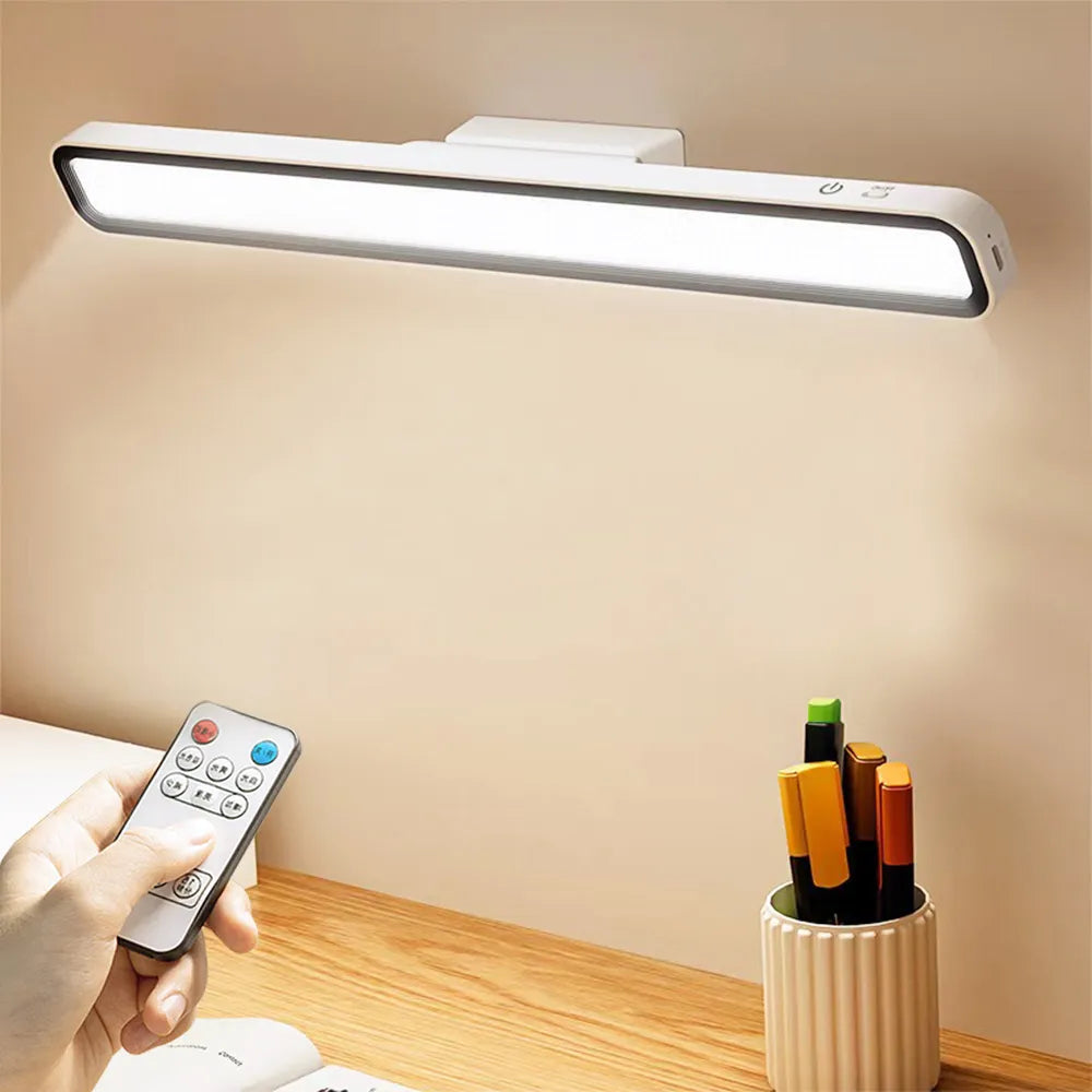 USB Rechargeable Desk Lamp Magnetic Dimming Bedroom Night Light with Remote (White)