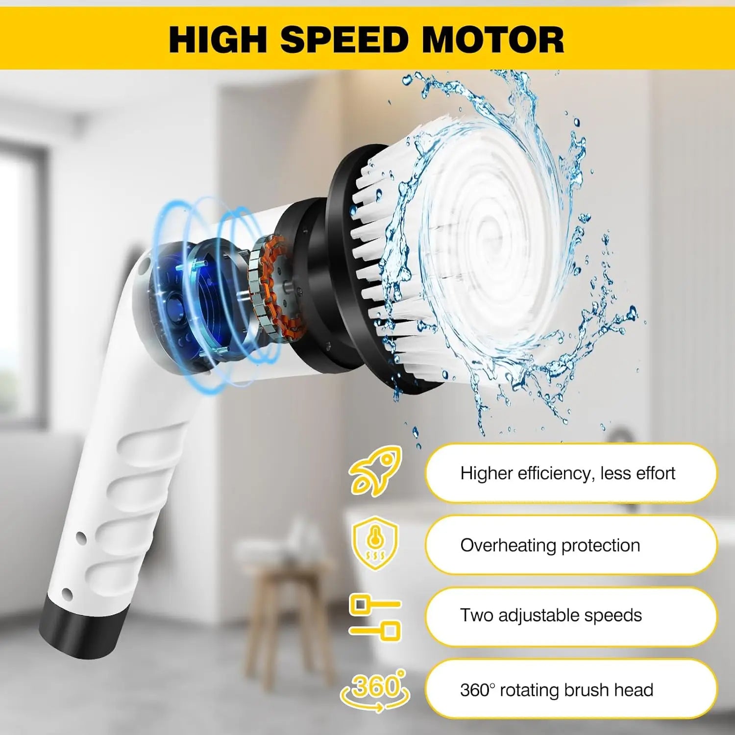 Handheld Electric Spin Scrubber for Cleaning Tool