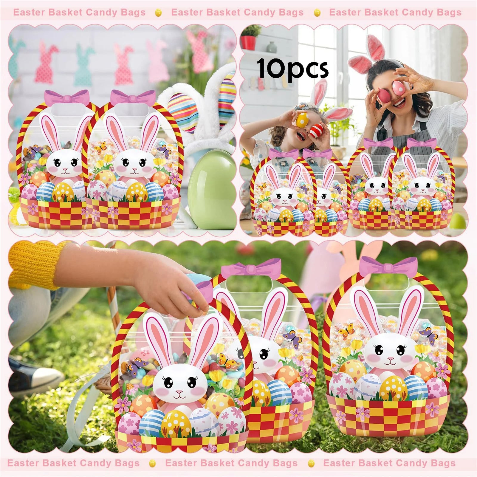 Easter Bunny Sealing Pouches Resealable Plastic Treat Bags